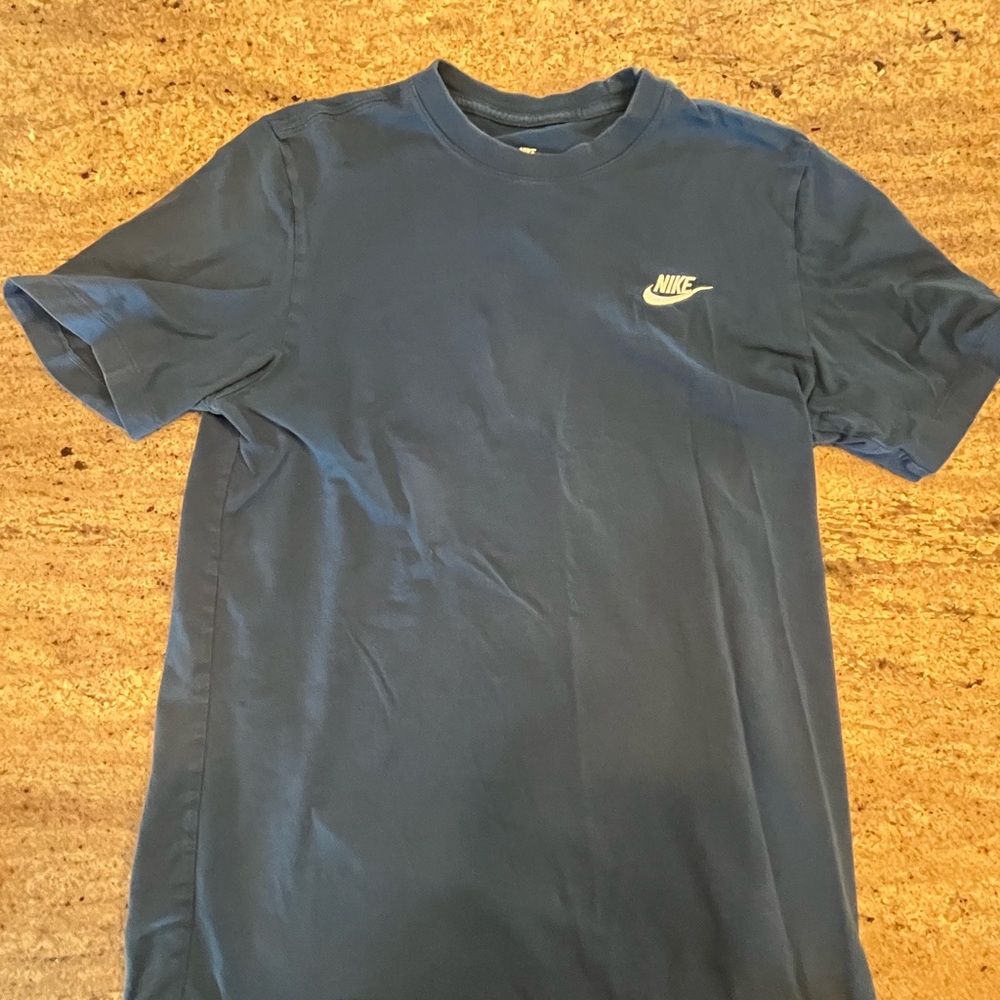 Nike T-Shirt Men's Size Small Blue Spellout Logo Short Sleeve Crew Neck